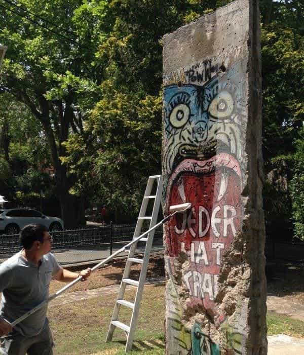 Wall being protected from graffiti
